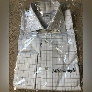 Mens French cuff dress shirt NWT. Classy windowpane pattern